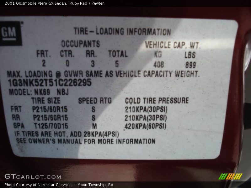 Ruby Red / Pewter 2001 Oldsmobile Alero GX Sedan