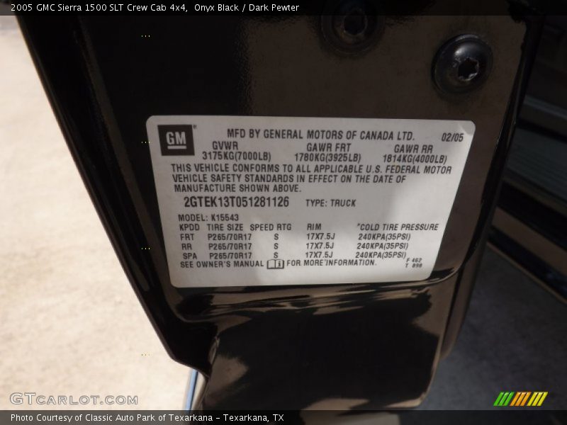 Onyx Black / Dark Pewter 2005 GMC Sierra 1500 SLT Crew Cab 4x4