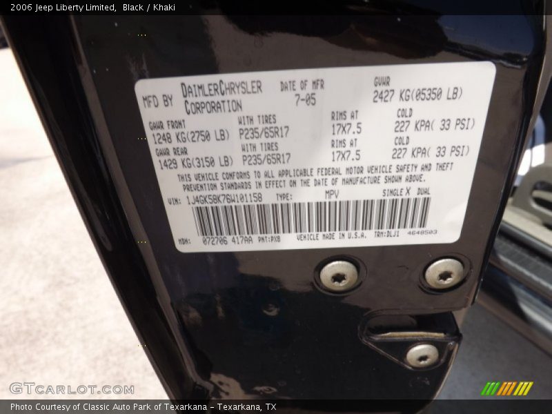Black / Khaki 2006 Jeep Liberty Limited