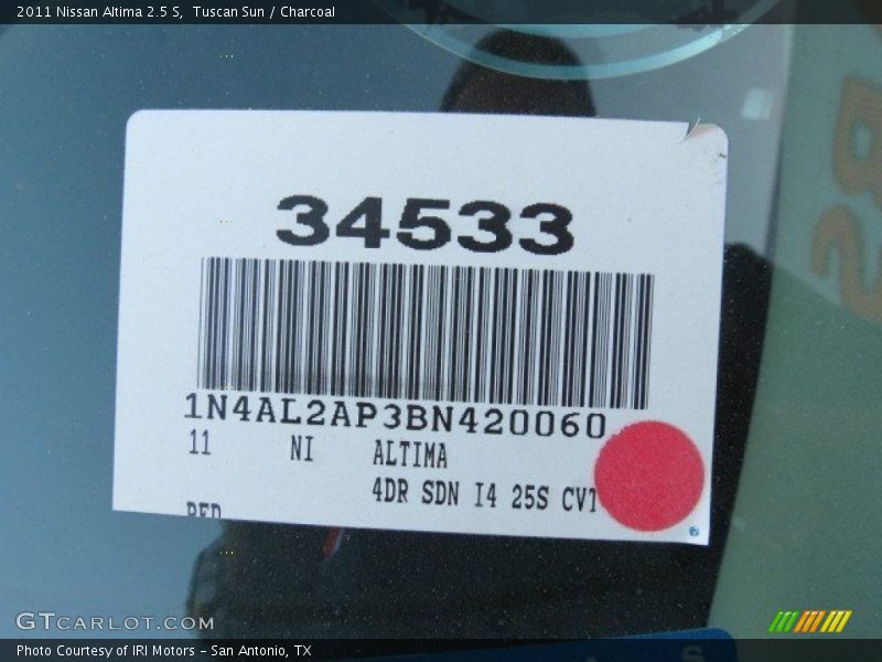 Tuscan Sun / Charcoal 2011 Nissan Altima 2.5 S