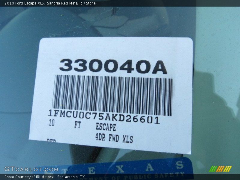 Sangria Red Metallic / Stone 2010 Ford Escape XLS