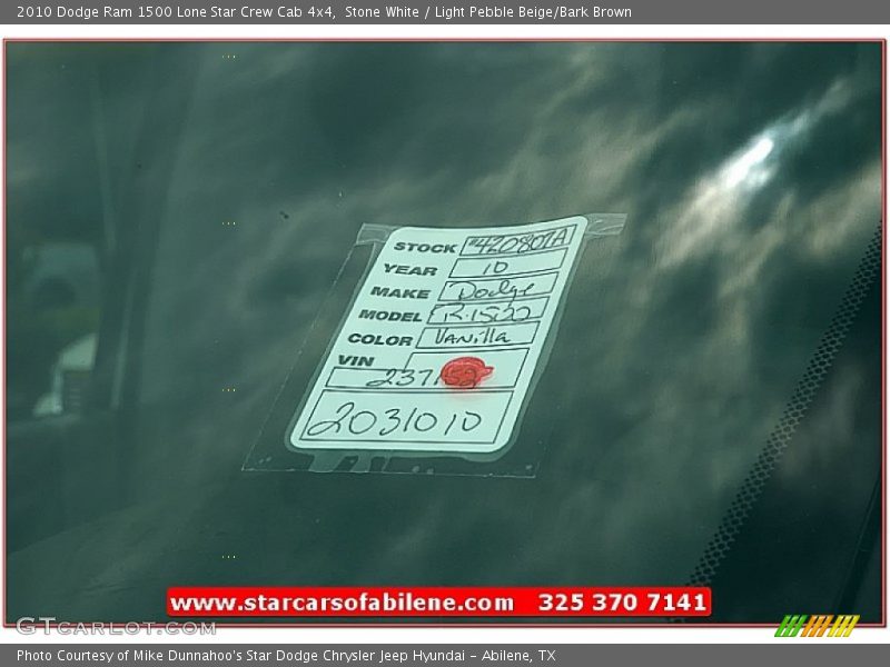 Stone White / Light Pebble Beige/Bark Brown 2010 Dodge Ram 1500 Lone Star Crew Cab 4x4