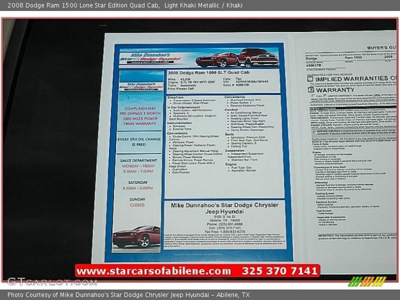Light Khaki Metallic / Khaki 2008 Dodge Ram 1500 Lone Star Edition Quad Cab