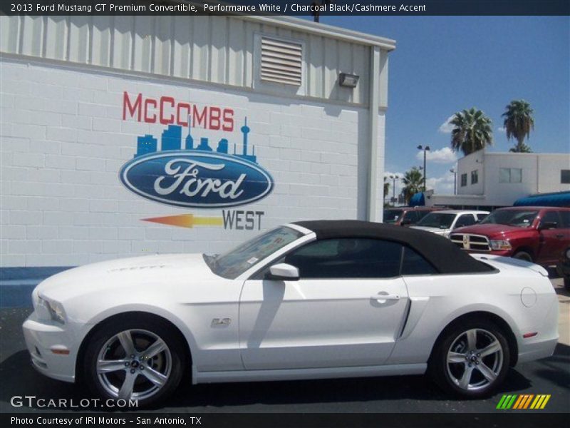 Performance White / Charcoal Black/Cashmere Accent 2013 Ford Mustang GT Premium Convertible