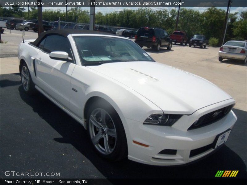 Performance White / Charcoal Black/Cashmere Accent 2013 Ford Mustang GT Premium Convertible