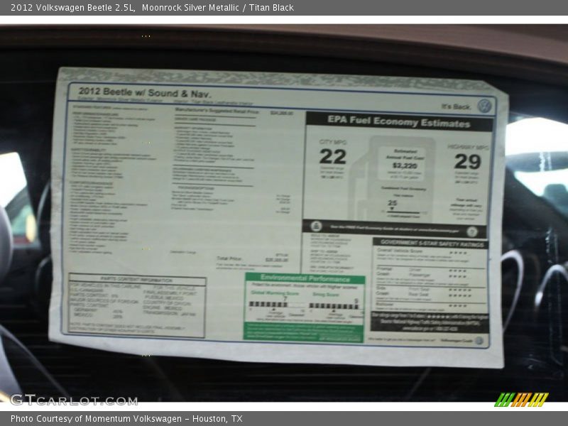 Moonrock Silver Metallic / Titan Black 2012 Volkswagen Beetle 2.5L