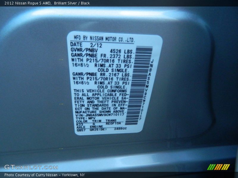 Brilliant Silver / Black 2012 Nissan Rogue S AWD