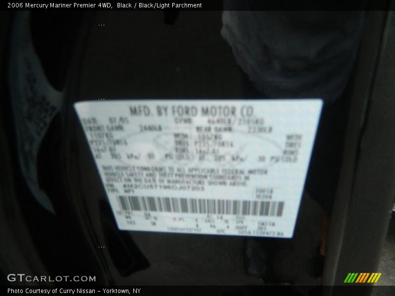 Black / Black/Light Parchment 2006 Mercury Mariner Premier 4WD