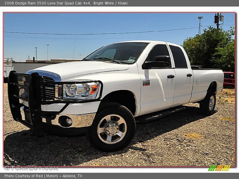Bright White / Khaki 2008 Dodge Ram 3500 Lone Star Quad Cab 4x4