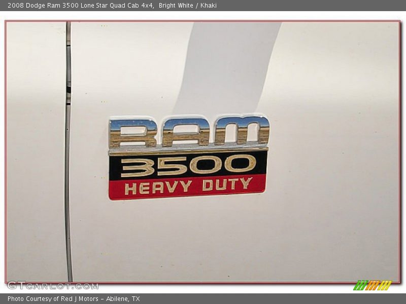 Bright White / Khaki 2008 Dodge Ram 3500 Lone Star Quad Cab 4x4