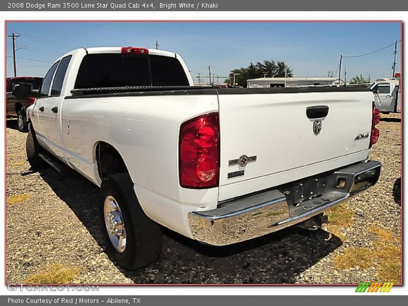 Bright White / Khaki 2008 Dodge Ram 3500 Lone Star Quad Cab 4x4