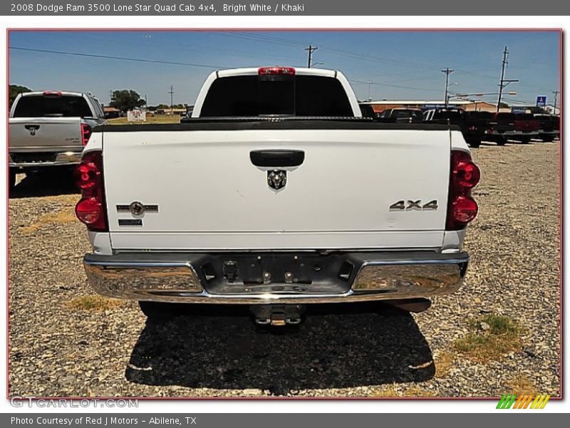 Bright White / Khaki 2008 Dodge Ram 3500 Lone Star Quad Cab 4x4