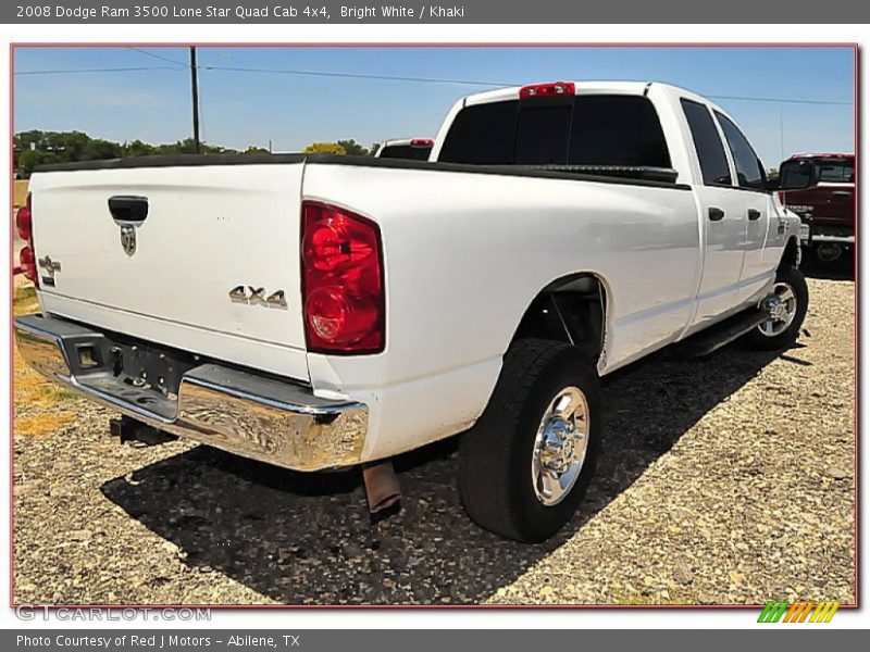 Bright White / Khaki 2008 Dodge Ram 3500 Lone Star Quad Cab 4x4