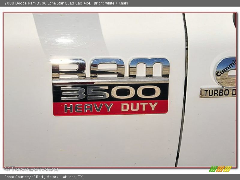 Bright White / Khaki 2008 Dodge Ram 3500 Lone Star Quad Cab 4x4