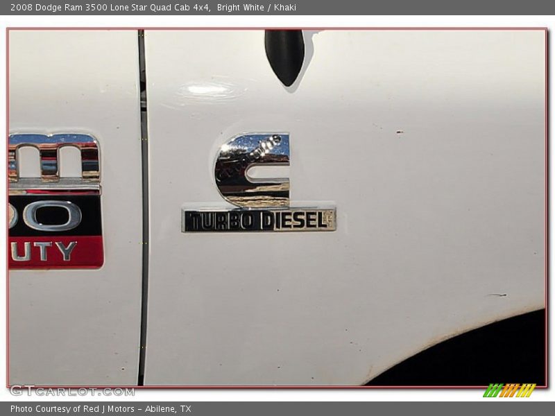 Bright White / Khaki 2008 Dodge Ram 3500 Lone Star Quad Cab 4x4