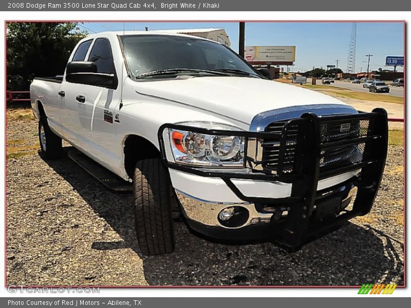 Bright White / Khaki 2008 Dodge Ram 3500 Lone Star Quad Cab 4x4
