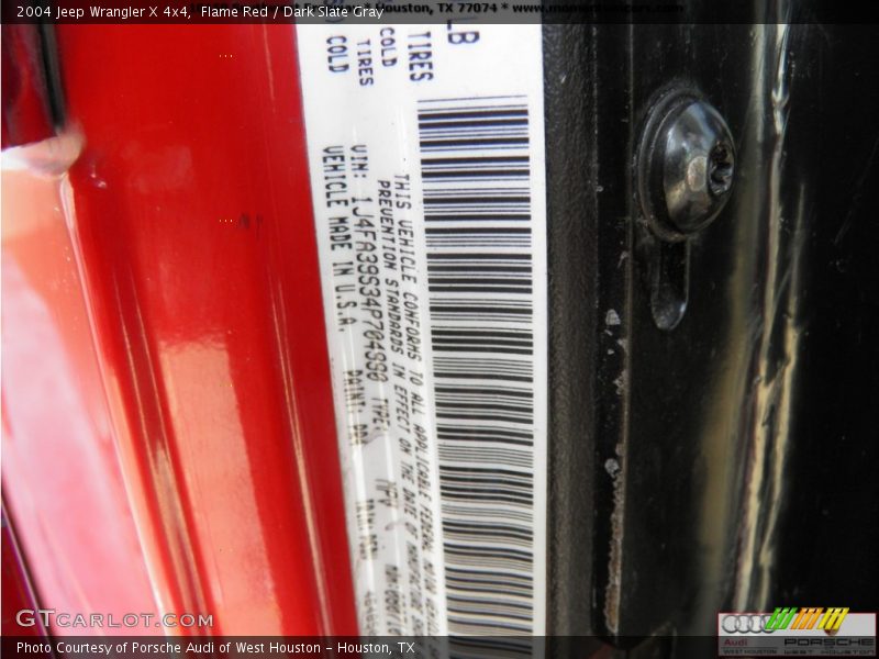 Flame Red / Dark Slate Gray 2004 Jeep Wrangler X 4x4