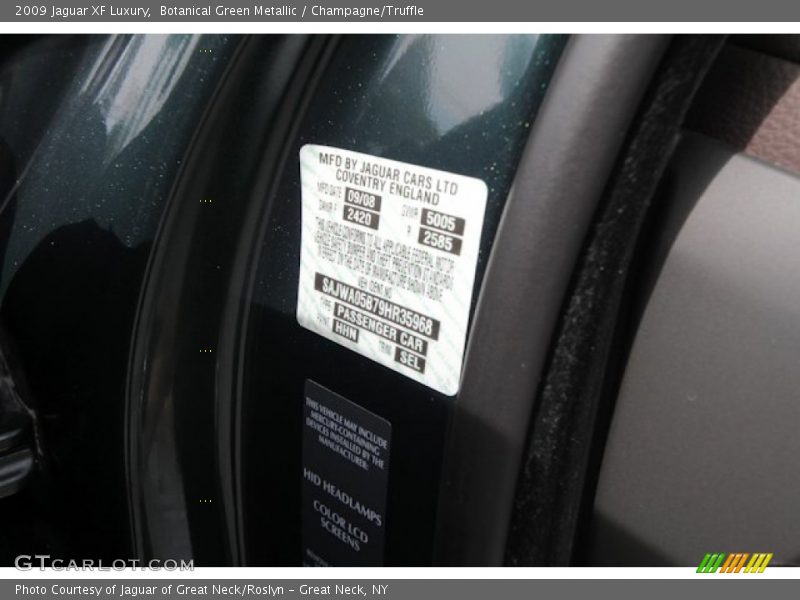 2009 XF Luxury Botanical Green Metallic Color Code HHN