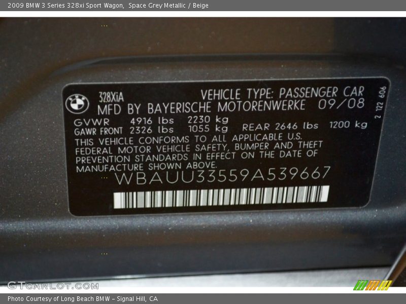 Space Grey Metallic / Beige 2009 BMW 3 Series 328xi Sport Wagon