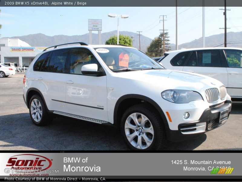 Alpine White / Beige 2009 BMW X5 xDrive48i