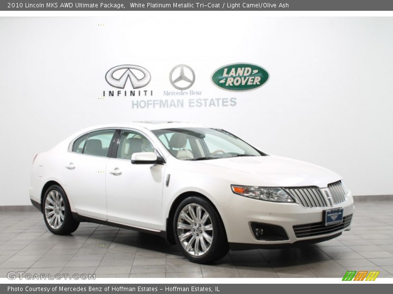 White Platinum Metallic Tri-Coat / Light Camel/Olive Ash 2010 Lincoln MKS AWD Ultimate Package