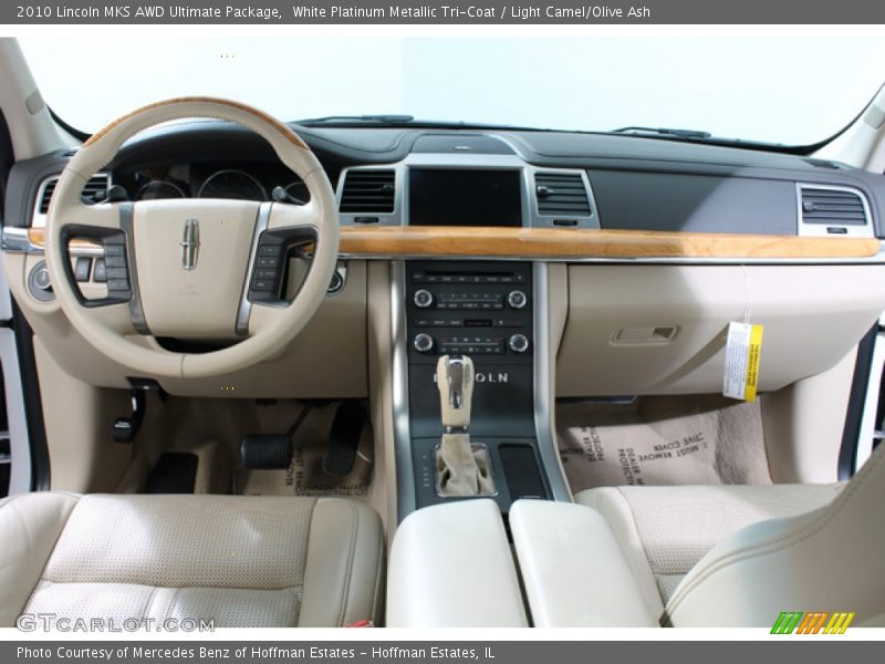 White Platinum Metallic Tri-Coat / Light Camel/Olive Ash 2010 Lincoln MKS AWD Ultimate Package