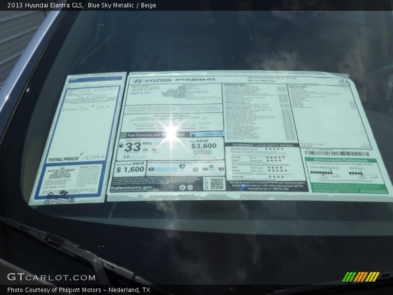 Blue Sky Metallic / Beige 2013 Hyundai Elantra GLS