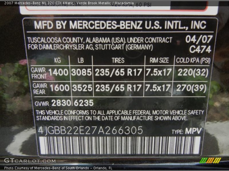 Verde Brook Metallic / Macadamia 2007 Mercedes-Benz ML 320 CDI 4Matic