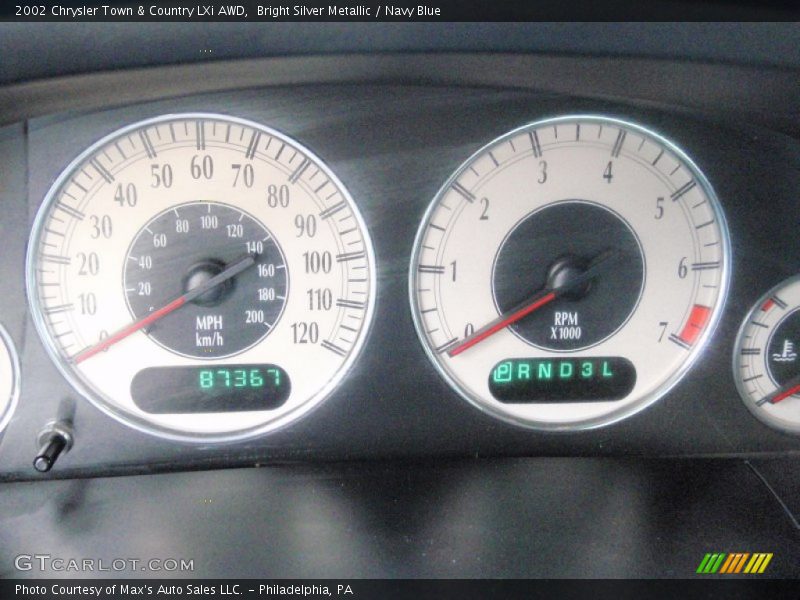 Bright Silver Metallic / Navy Blue 2002 Chrysler Town & Country LXi AWD