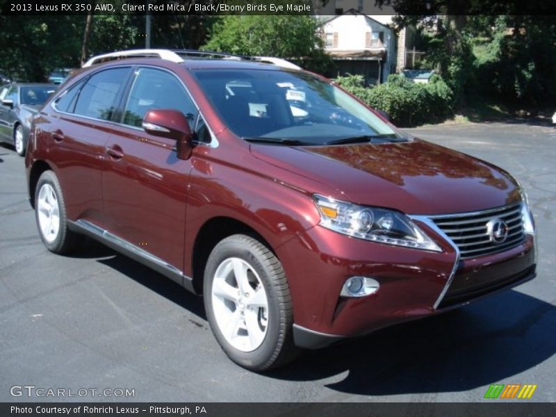 Claret Red Mica / Black/Ebony Birds Eye Maple 2013 Lexus RX 350 AWD