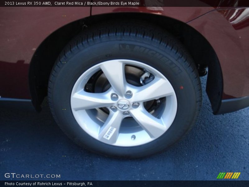 Claret Red Mica / Black/Ebony Birds Eye Maple 2013 Lexus RX 350 AWD