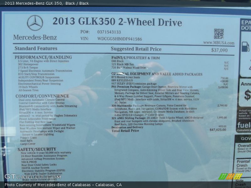  2013 GLK 350 Window Sticker