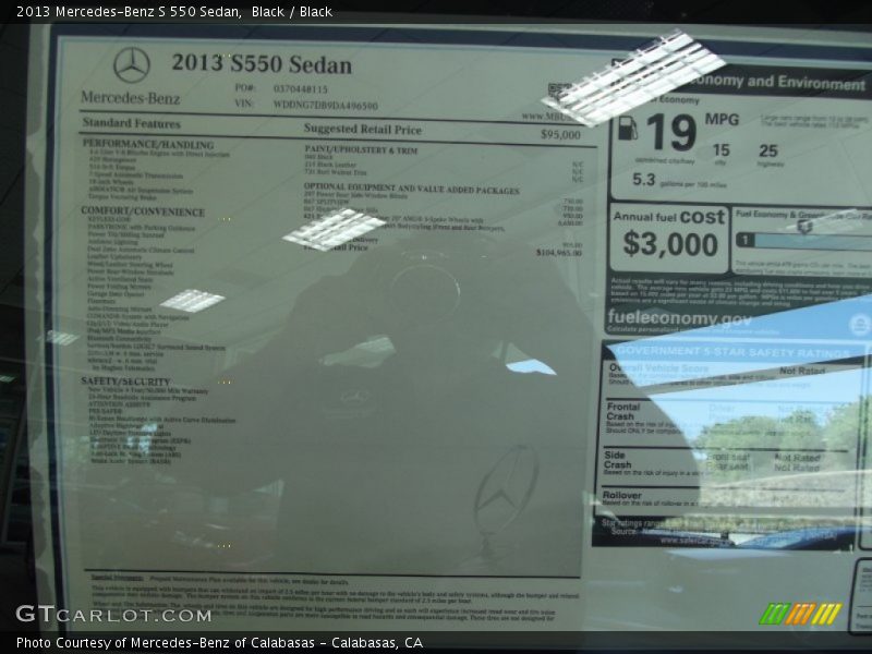 Black / Black 2013 Mercedes-Benz S 550 Sedan