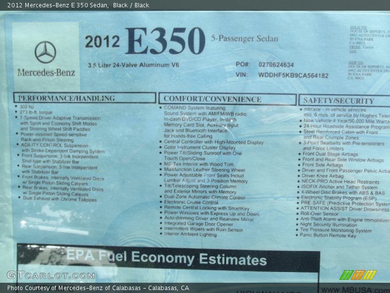 Black / Black 2012 Mercedes-Benz E 350 Sedan