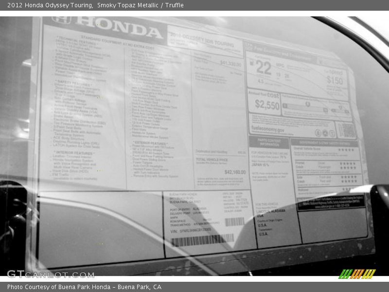 Smoky Topaz Metallic / Truffle 2012 Honda Odyssey Touring