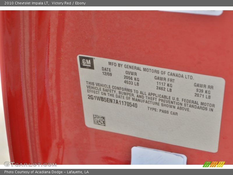 Victory Red / Ebony 2010 Chevrolet Impala LT