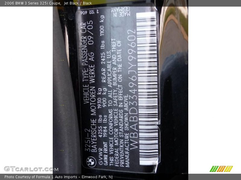 Jet Black / Black 2006 BMW 3 Series 325i Coupe