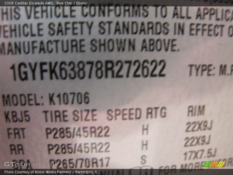 Blue Chip / Ebony 2008 Cadillac Escalade AWD