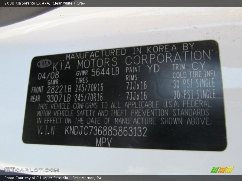 Clear White / Gray 2008 Kia Sorento EX 4x4