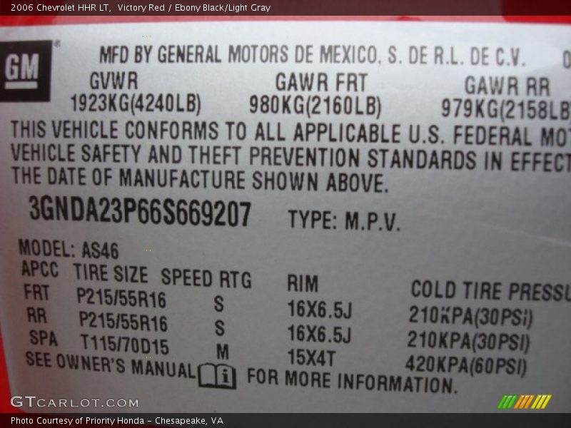 Victory Red / Ebony Black/Light Gray 2006 Chevrolet HHR LT