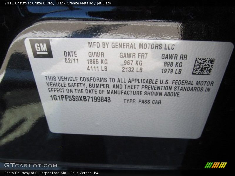 Black Granite Metallic / Jet Black 2011 Chevrolet Cruze LT/RS