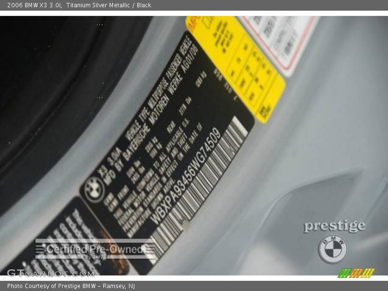 Titanium Silver Metallic / Black 2006 BMW X3 3.0i