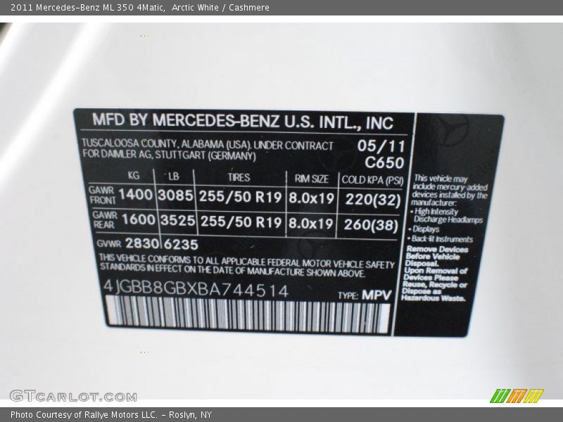 Arctic White / Cashmere 2011 Mercedes-Benz ML 350 4Matic