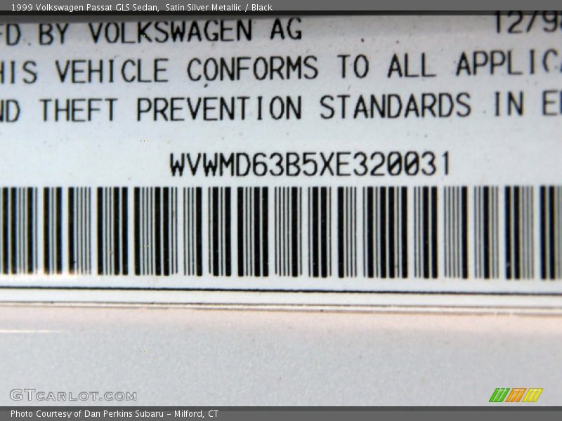 Satin Silver Metallic / Black 1999 Volkswagen Passat GLS Sedan