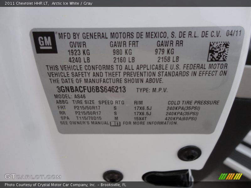 Arctic Ice White / Gray 2011 Chevrolet HHR LT