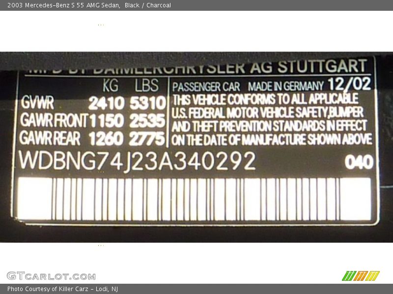 Black / Charcoal 2003 Mercedes-Benz S 55 AMG Sedan