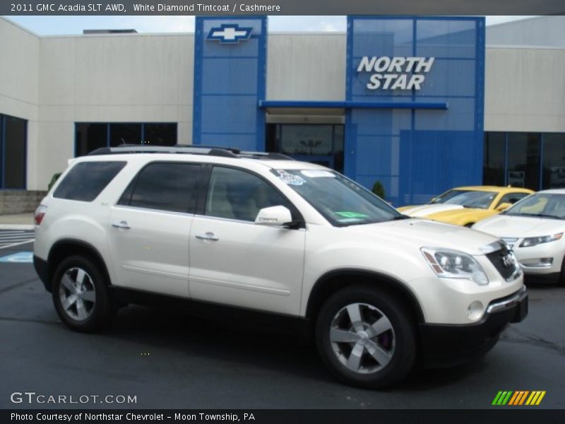 White Diamond Tintcoat / Cashmere 2011 GMC Acadia SLT AWD