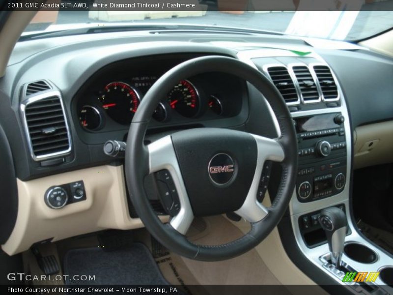 White Diamond Tintcoat / Cashmere 2011 GMC Acadia SLT AWD