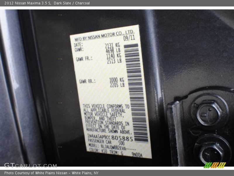 Dark Slate / Charcoal 2012 Nissan Maxima 3.5 S