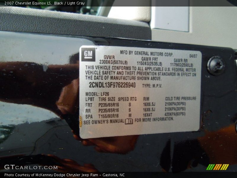 Black / Light Gray 2007 Chevrolet Equinox LS